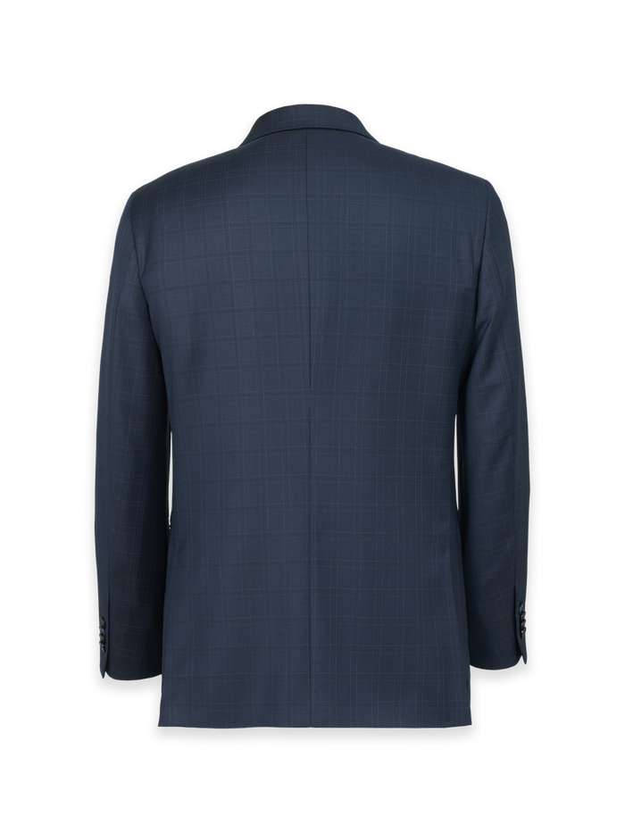 Alternate Image of Blue Wool Windowpane Single Breasted Notch Lapel Suit Jacket-1