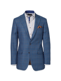 Product Image of Blue/tan Wool Blend Plaid Single Breasted Notch Lapel Suit Jacket-Blue/Tan