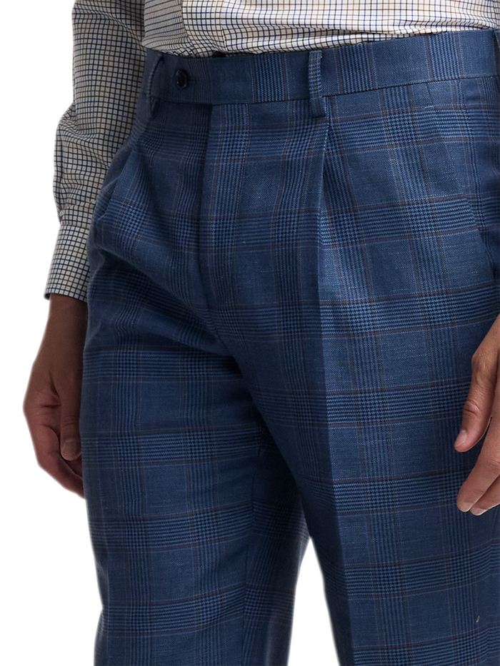 Alternate Image of Blue/tan Wool Blend Plaid Single Pleat Suit Pants-2