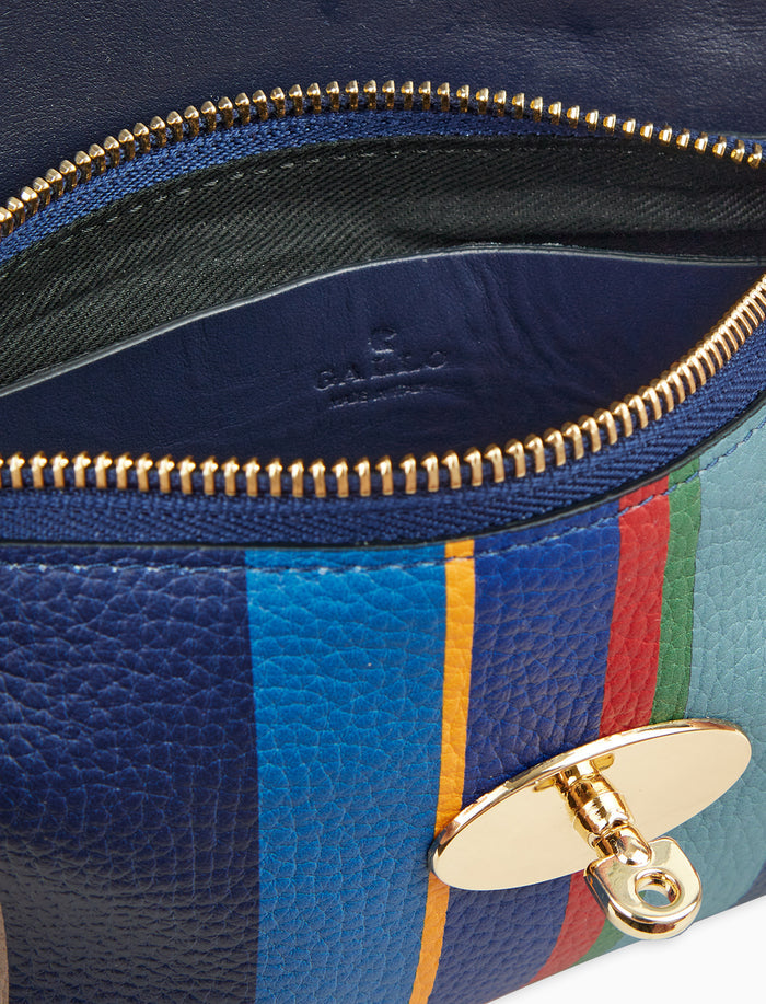 Borsa mini a tracolla donna in pelle martellata righe multicolor blu - Gallo 1927 - Official Online Shop