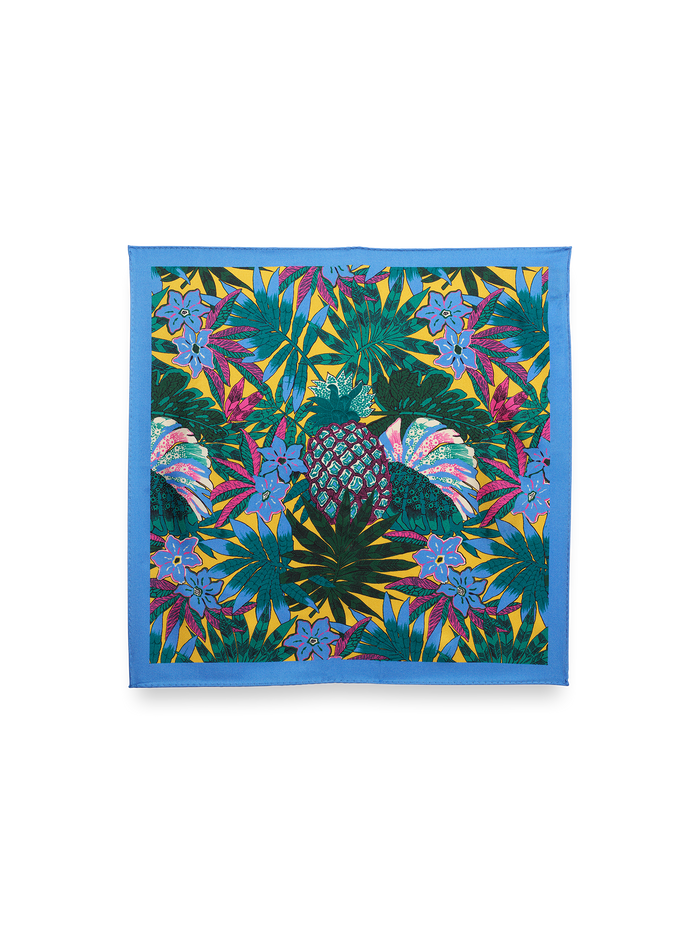 Botanical Silk Pocket Square - Yellow Multi