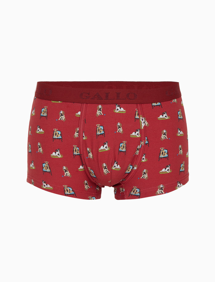 Boxer intimo uomo cotone bordò fantasia cani - Gallo 1927 - Official Online Shop