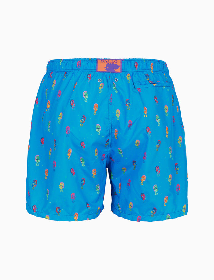 Boxer mare uomo fantasia cavallucci marini su fondo azzurro - Gallo 1927 - Official Online Shop