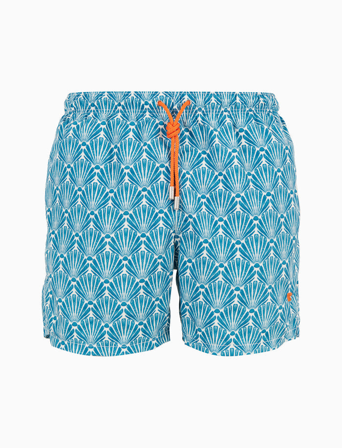 Boxer mare uomo fantasia conchiglie su fondo blu - Gallo 1927 - Official Online Shop