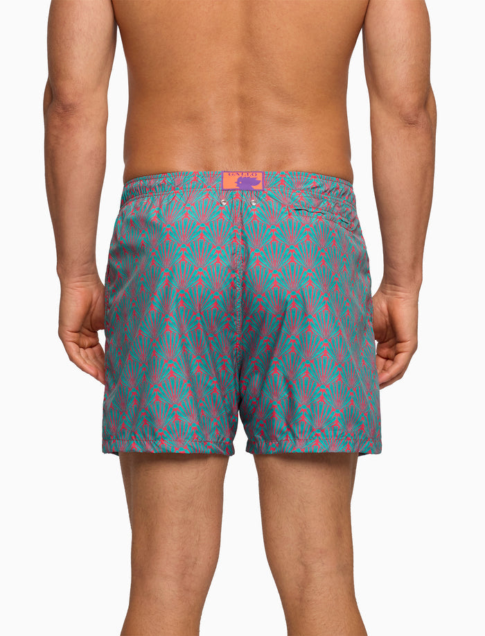 Boxer mare uomo fantasia conchiglie su fondo color pavone - Gallo 1927 - Official Online Shop