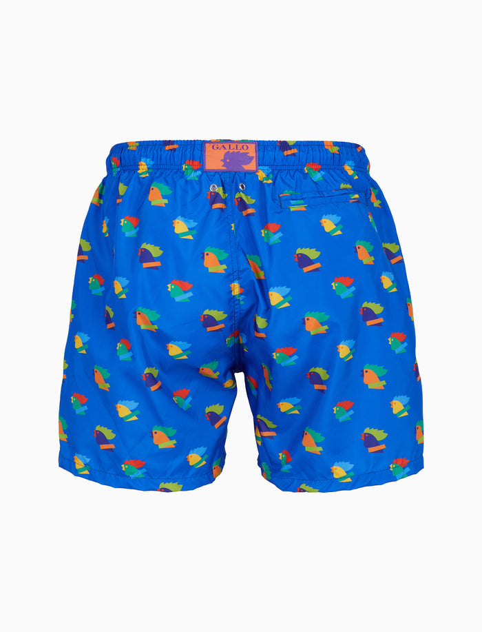 Boxer mare uomo fantasia galli multicolore azzurro - Gallo 1927 - Official Online Shop
