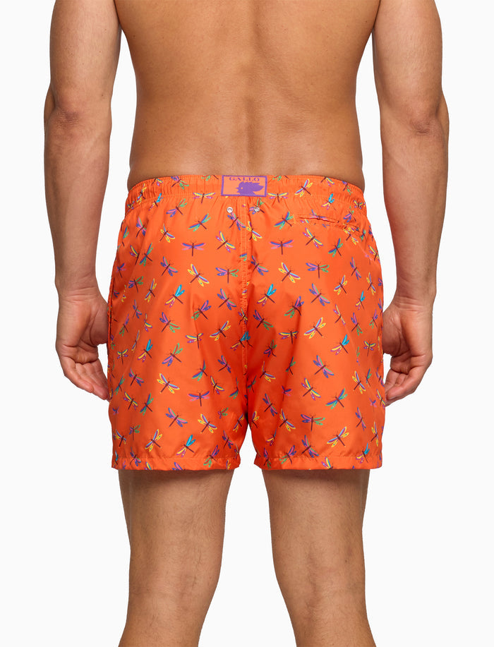 Boxer mare uomo fantasia libellule su fondo arancio - Gallo 1927 - Official Online Shop