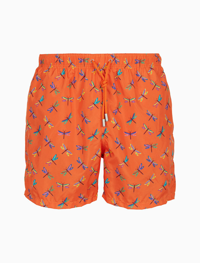 Boxer mare uomo fantasia libellule su fondo arancio - Gallo 1927 - Official Online Shop