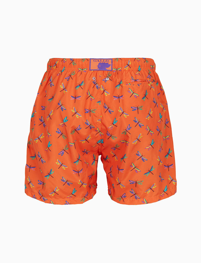 Boxer mare uomo fantasia libellule su fondo arancio - Gallo 1927 - Official Online Shop
