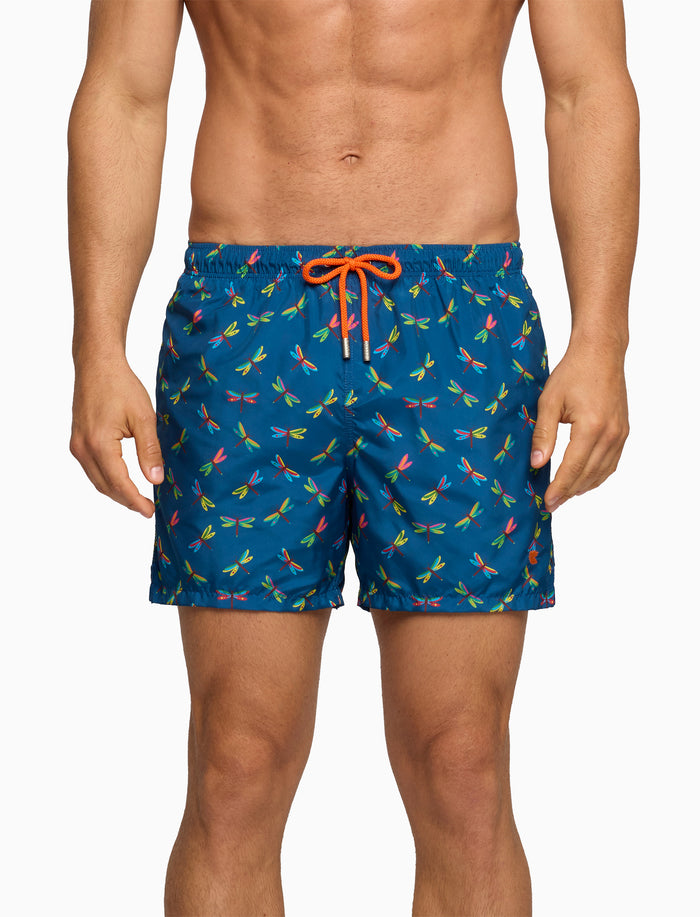 Boxer mare uomo fantasia libellule su fondo blu - Gallo 1927 - Official Online Shop