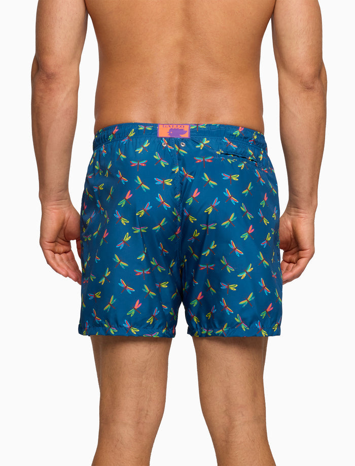 Boxer mare uomo fantasia libellule su fondo blu - Gallo 1927 - Official Online Shop