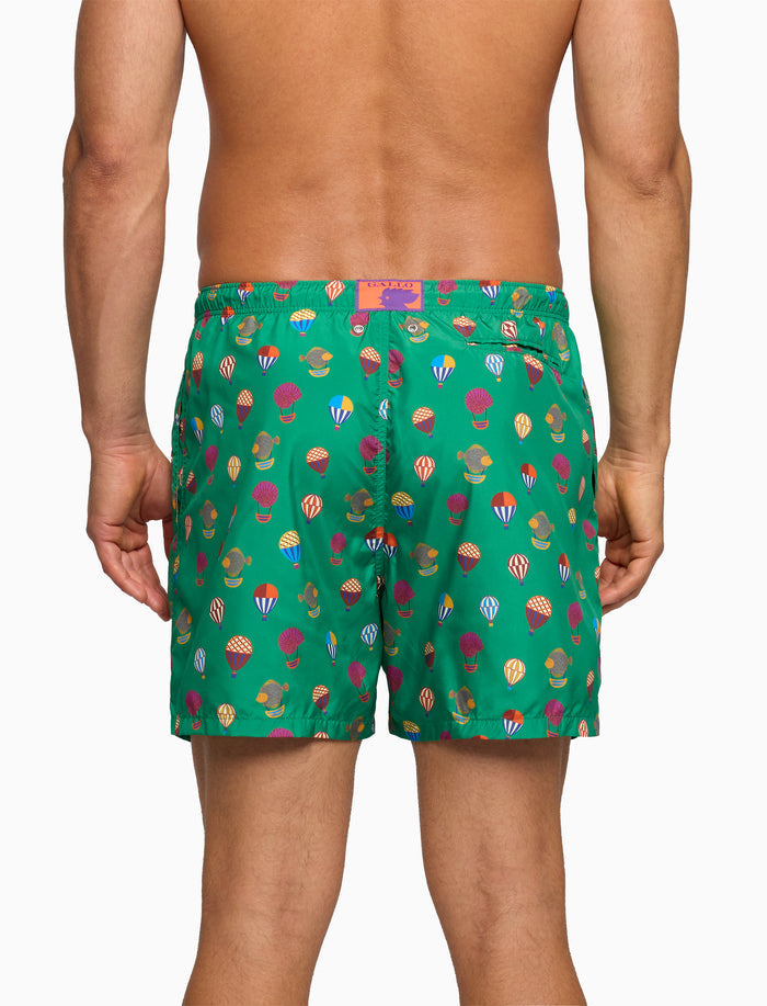 Boxer mare uomo fantasia mongolfiere su fondo su fondo verde - Gallo 1927 - Official Online Shop