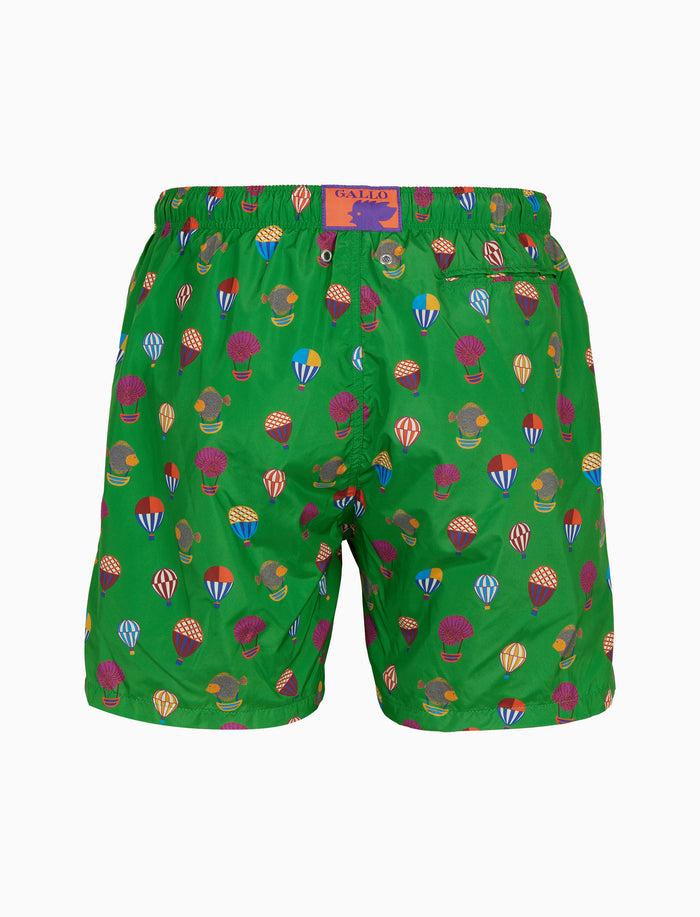 Boxer mare uomo fantasia mongolfiere su fondo su fondo verde - Gallo 1927 - Official Online Shop