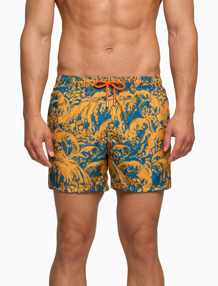 Boxer mare uomo fantasia onde giallo - Gallo 1927 - Official Online Shop