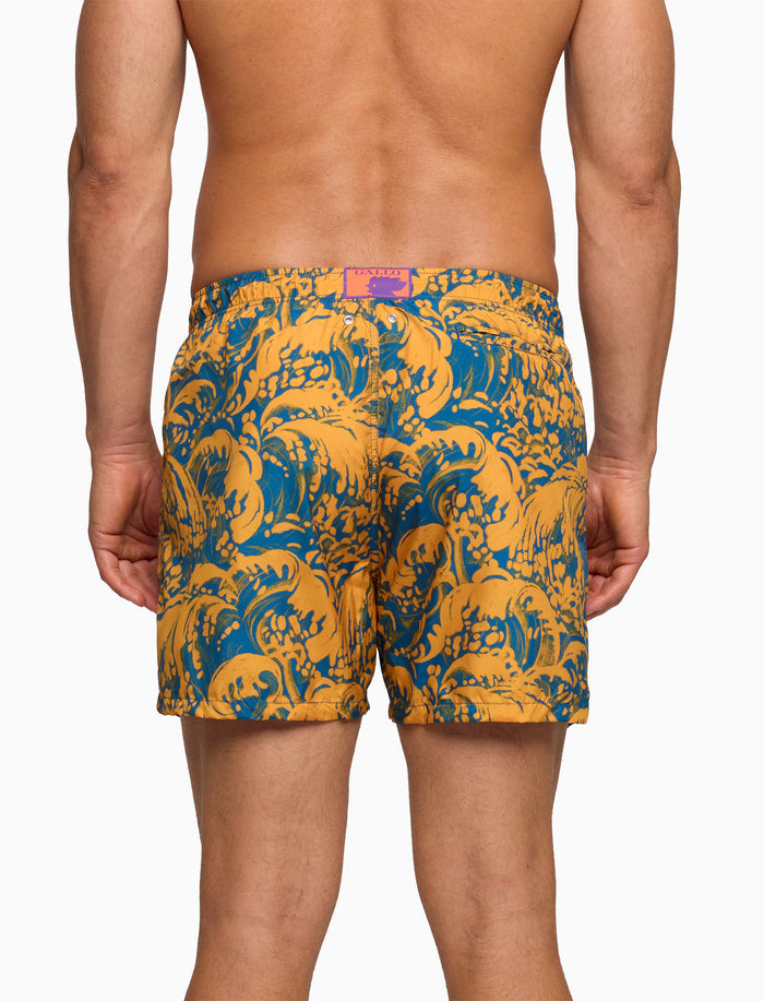 Boxer mare uomo fantasia onde giallo - Gallo 1927 - Official Online Shop