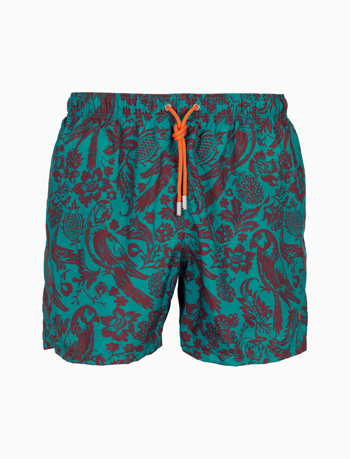 Boxer mare uomo fantasia pappagalli su fondo color pavone - Gallo 1927 - Official Online Shop