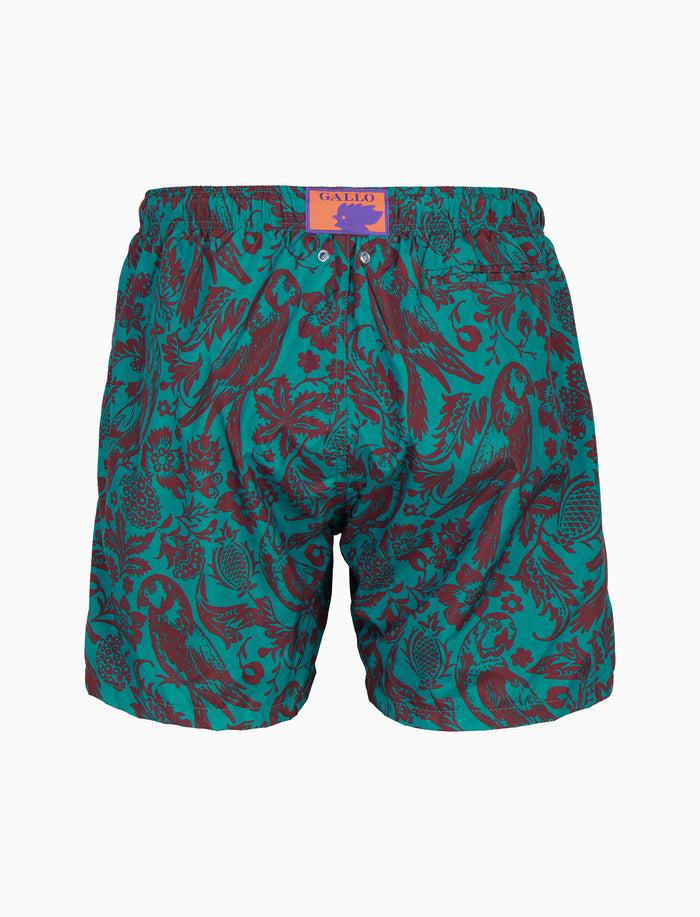 Boxer mare uomo fantasia pappagalli su fondo color pavone - Gallo 1927 - Official Online Shop