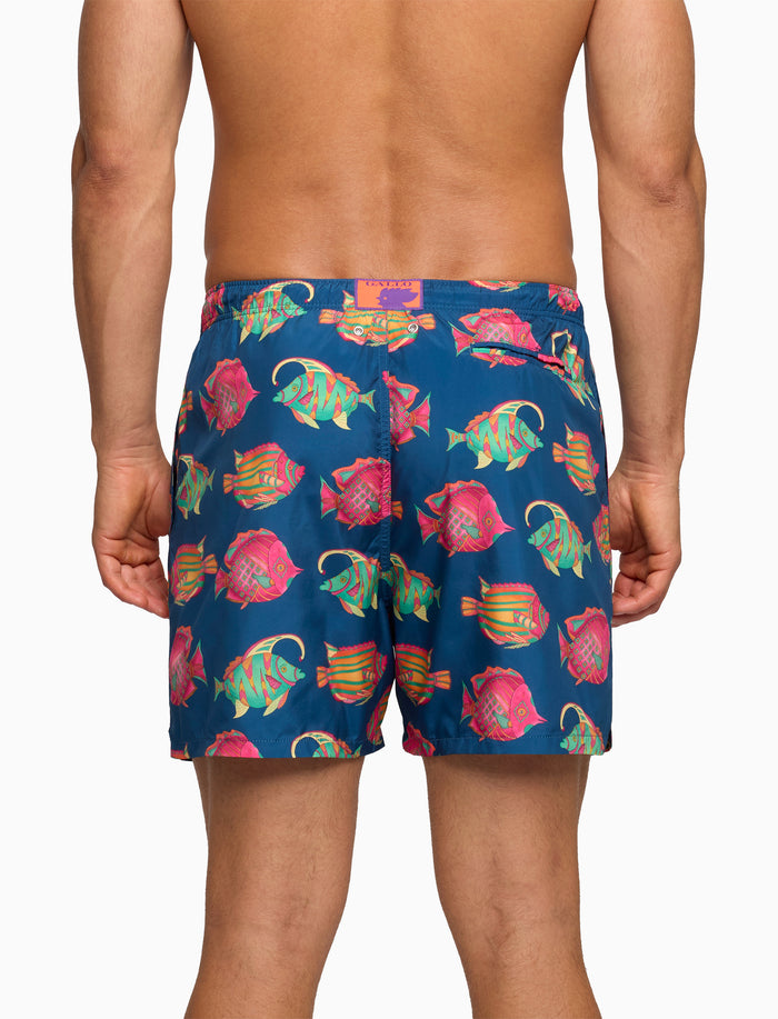 Boxer mare uomo fantasia pesci su fondo blu - Gallo 1927 - Official Online Shop
