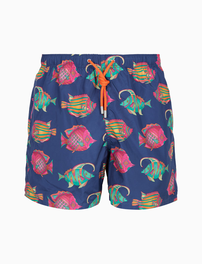 Boxer mare uomo fantasia pesci su fondo blu - Gallo 1927 - Official Online Shop