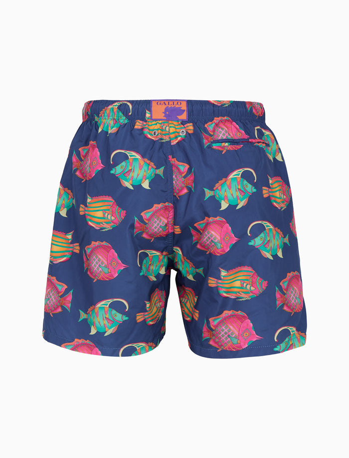Boxer mare uomo fantasia pesci su fondo blu - Gallo 1927 - Official Online Shop