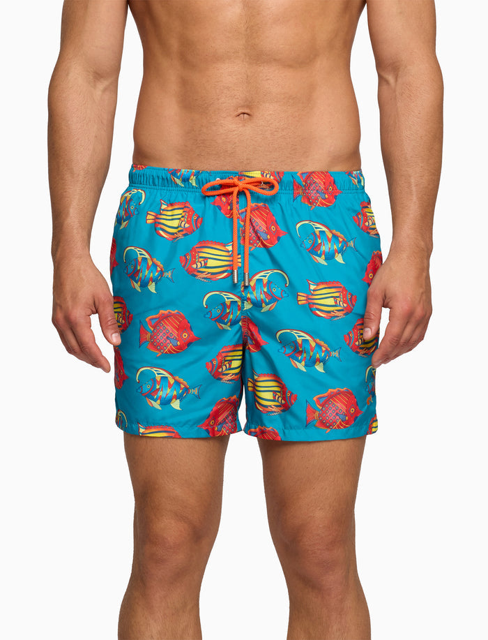 Boxer mare uomo fantasia pesci su fondo color pavone - Gallo 1927 - Official Online Shop