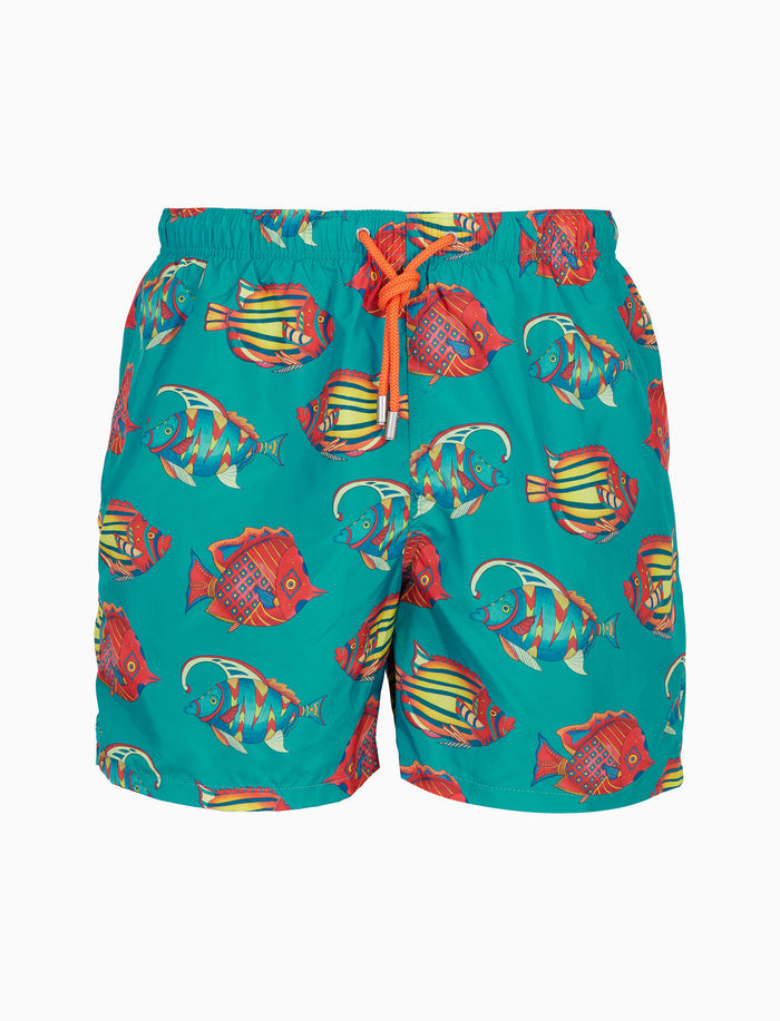 Boxer mare uomo fantasia pesci su fondo color pavone - Gallo 1927 - Official Online Shop