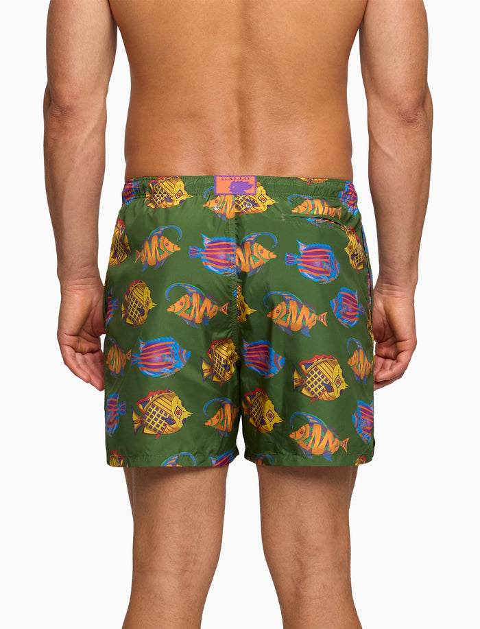 Boxer mare uomo fantasia pesci su fondo verde - Gallo 1927 - Official Online Shop