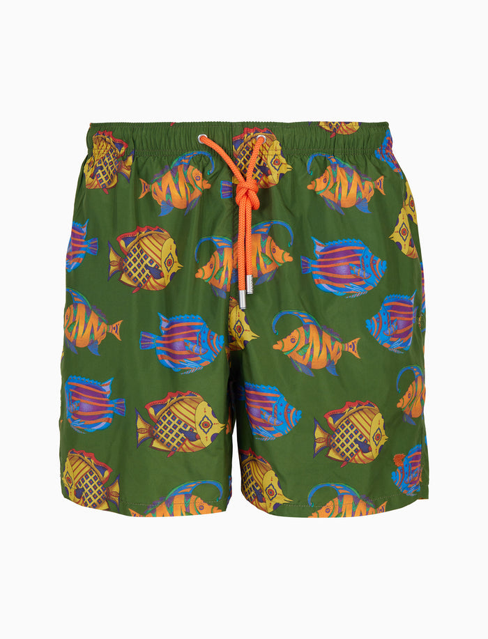 Boxer mare uomo fantasia pesci su fondo verde - Gallo 1927 - Official Online Shop