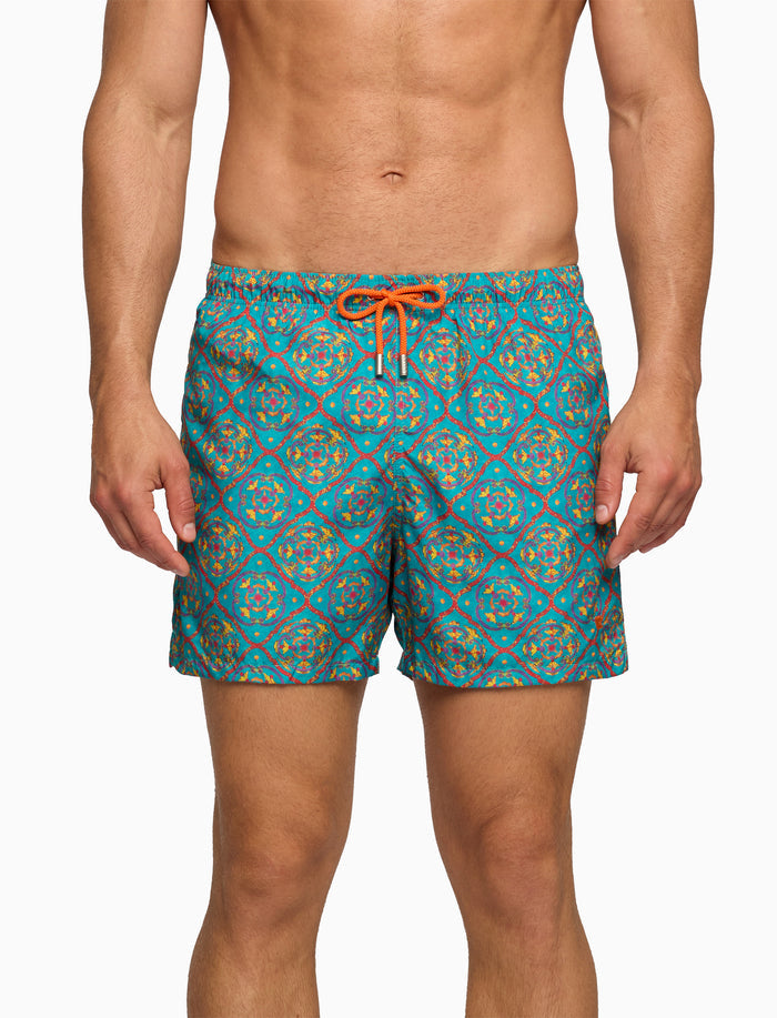 Boxer mare uomo fantasia piastrella color pavone - Gallo 1927 - Official Online Shop