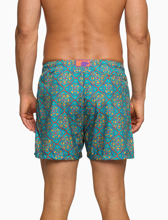 Boxer mare uomo fantasia piastrella color pavone - Gallo 1927 - Official Online Shop