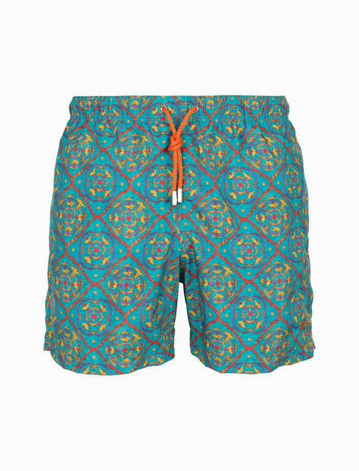 Boxer mare uomo fantasia piastrella color pavone - Gallo 1927 - Official Online Shop