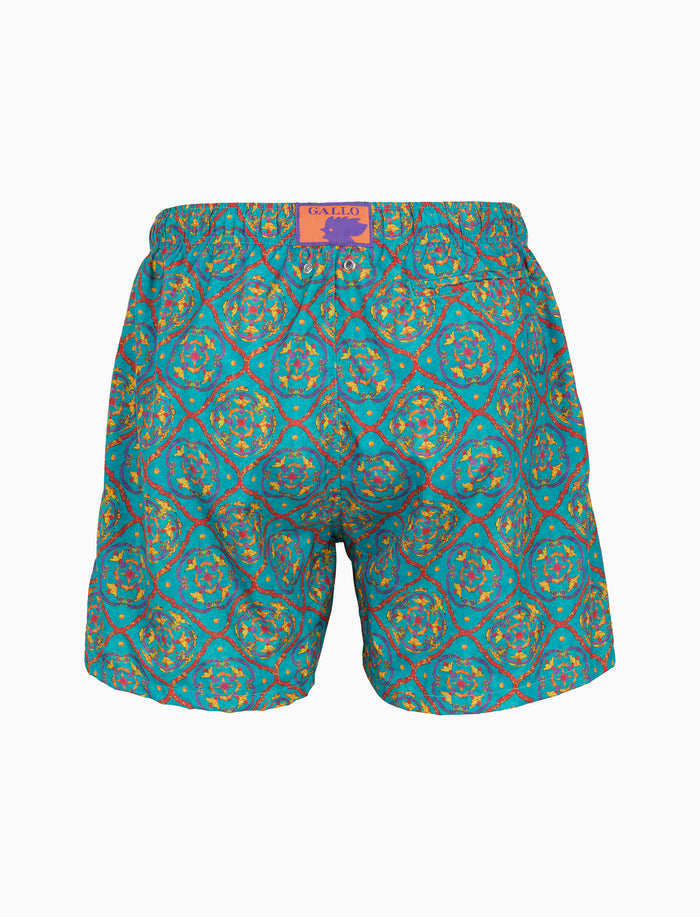 Boxer mare uomo fantasia piastrella color pavone - Gallo 1927 - Official Online Shop