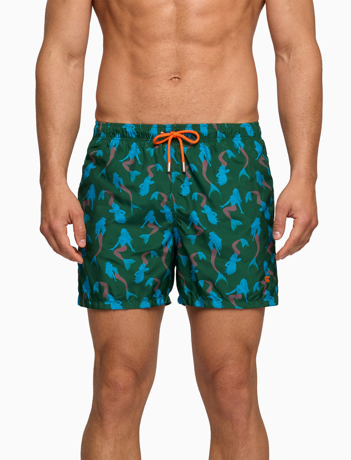 Boxer mare uomo fantasia sirene su fondo verde - Gallo 1927 - Official Online Shop