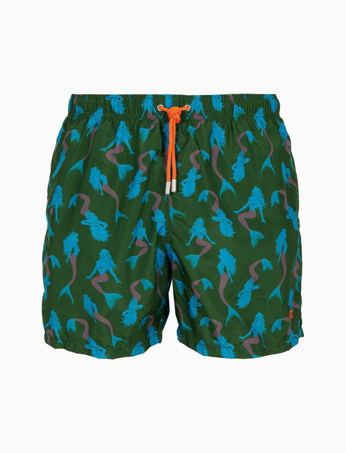 Boxer mare uomo fantasia sirene su fondo verde - Gallo 1927 - Official Online Shop