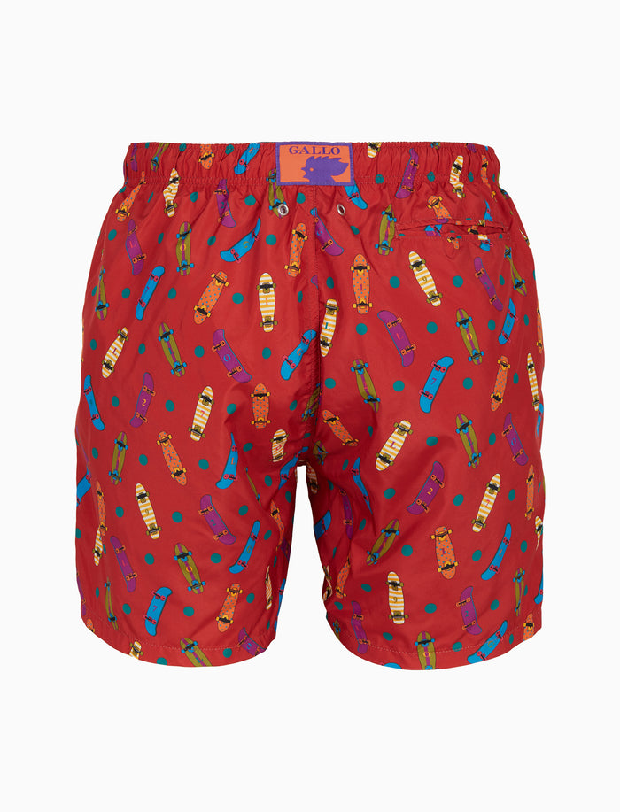 Boxer mare uomo fantasia skateboard su fondo rosso - Gallo 1927 - Official Online Shop