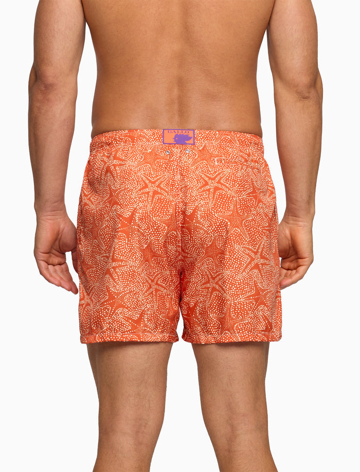 Boxer mare uomo fantasia stelle marine arancio - Gallo 1927 - Official Online Shop