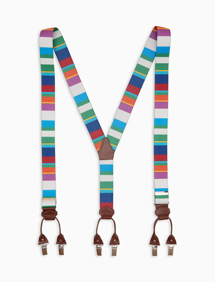 Bretella elastica unisex a righe multicolor bianco - Gallo 1927 - Official Online Shop