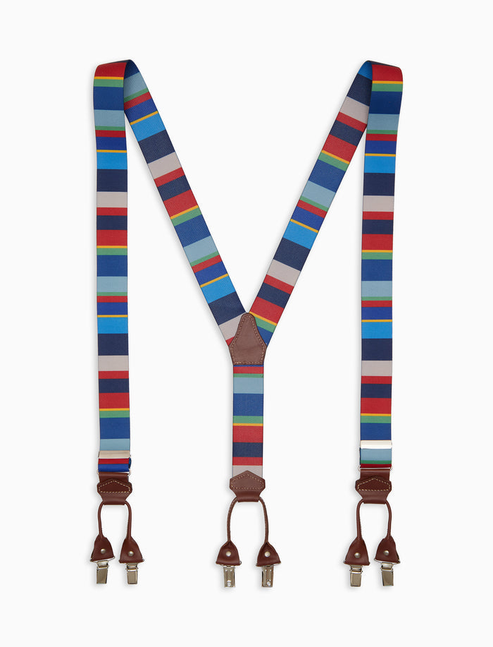 Bretella elastica unisex a righe multicolor blu - Gallo 1927 - Official Online Shop