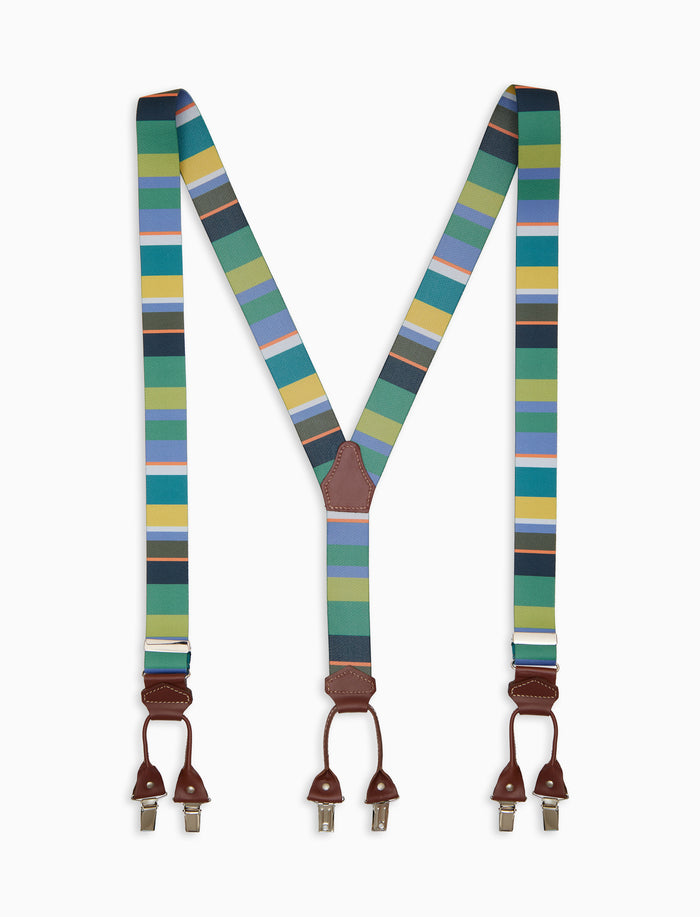 Bretella elastica unisex a righe multicolor verde - Gallo 1927 - Official Online Shop