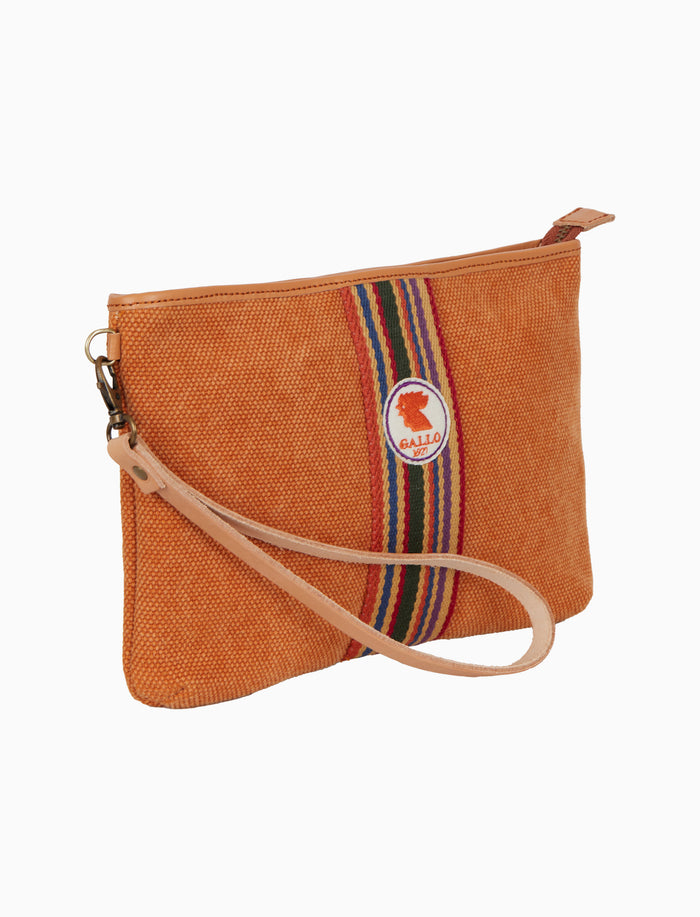 Bustina piatta unisex in canvas di cotone tinta unita arancio - Gallo 1927 - Official Online Shop