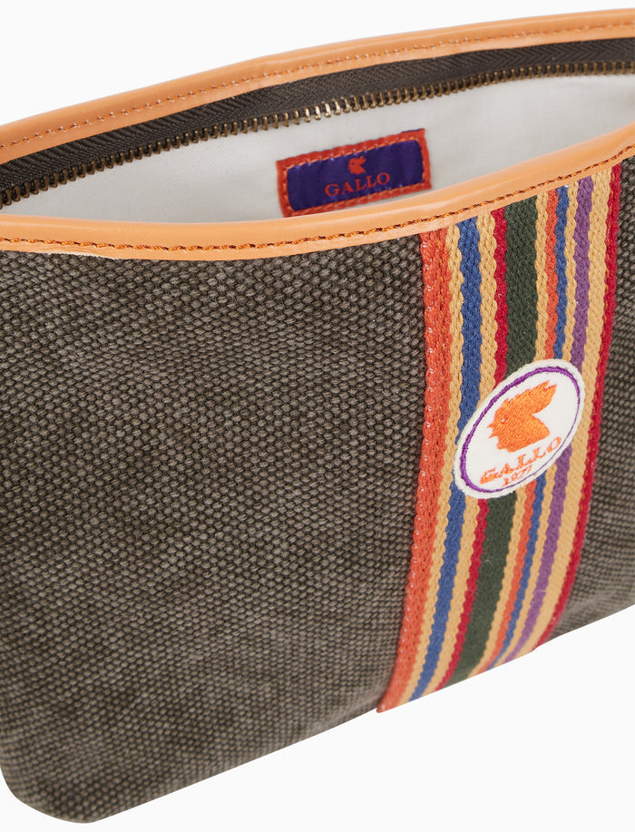 Bustina piatta unisex in canvas di cotone verde tinta unita - Gallo 1927 - Official Online Shop