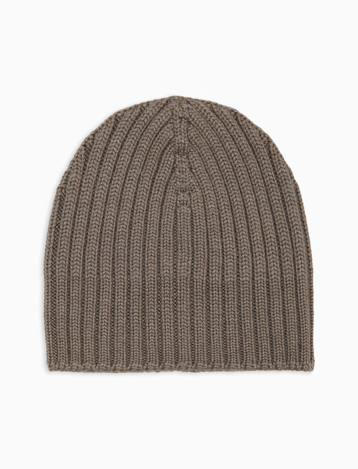 Calotta bambino lana, seta e cashmere beige a coste tinta unita - Gallo 1927 - Official Online Shop