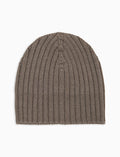 Calotta bambino lana, seta e cashmere beige a coste tinta unita - Gallo 1927 - Official Online Shop