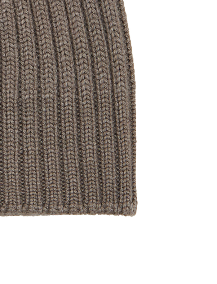 Calotta bambino lana, seta e cashmere beige a coste tinta unita - Gallo 1927 - Official Online Shop
