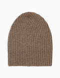 Calotta unisex lana, seta e caschmere beige a coste tinta unita - Gallo 1927 - Official Online Shop