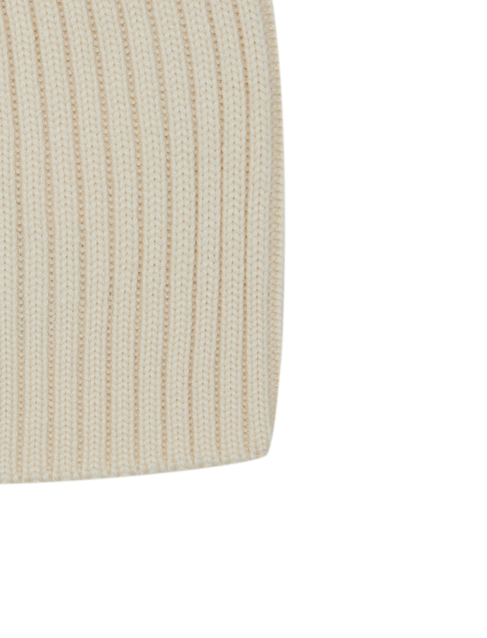 Calotta unisex lana, seta e caschmere bianco a coste tinta unita - Gallo 1927 - Official Online Shop