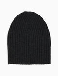 Calotta unisex lana, seta e caschmere grigio a coste tinta unita - Gallo 1927 - Official Online Shop