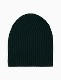 Calotta unisex lana, seta e caschmere verde a coste tinta unita - Gallo 1927 - Official Online Shop