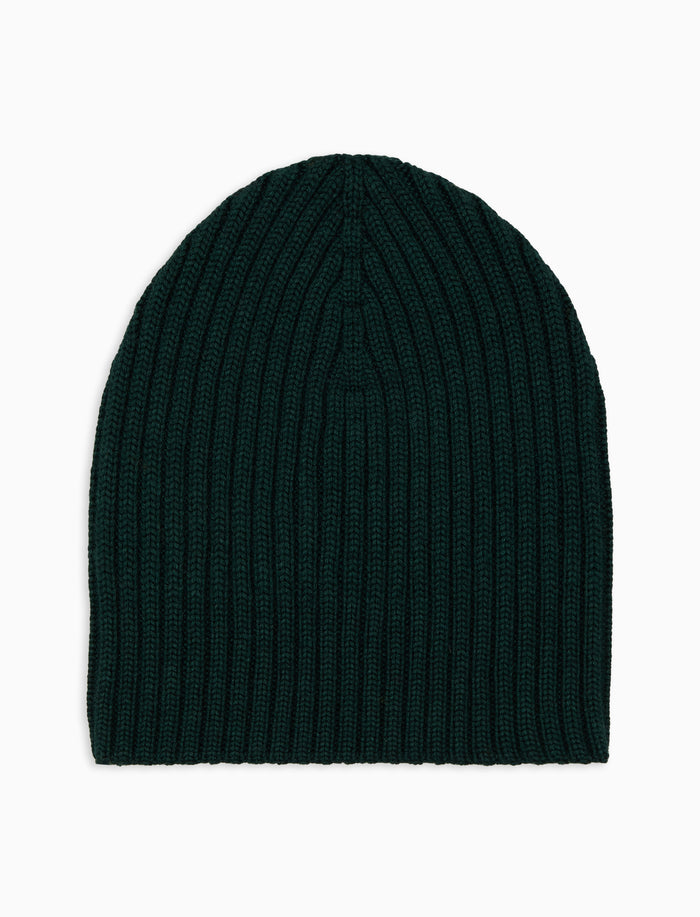 Calotta unisex lana, seta e caschmere verde a coste tinta unita - Gallo 1927 - Official Online Shop