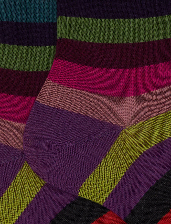 Calze corte donna cotone fucsia righe pari - Gallo 1927 - Official Online Shop